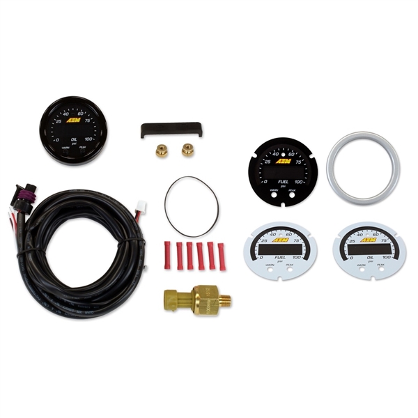 AEM X-Series Digital Oil/Fuel Pressure Display Gauge and Sensor Kit 100PSI/7.0BAR